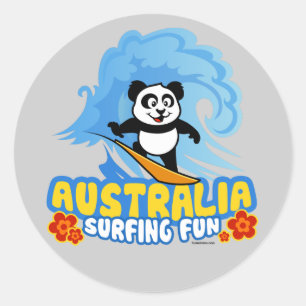 Australien Surfing Panda Runder Aufkleber