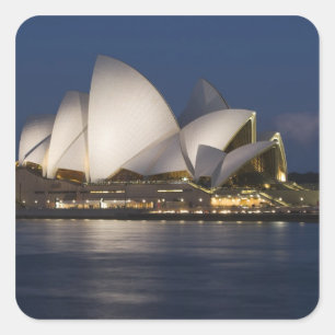 Australien, Sydney. Opernhaus bei Nacht an Quadratischer Aufkleber