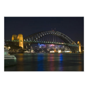Australien, Sydney. Sydney Hafen bei Nacht. Fotodruck