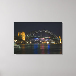 Australien, Sydney. Sydney Hafen bei Nacht. Leinwanddruck