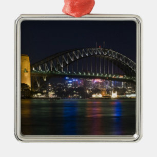 Australien, Sydney. Sydney Hafen bei Nacht. Silbernes Ornament