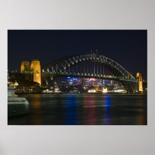 Australien, Sydney. Sydney Hafen in der Nacht. Poster