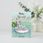 Australien Sydney Vintage Reiseplakat Postkarte (Stehend Vorderseite)
