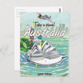 Australien Sydney Vintage Reiseplakat Postkarte (Vorne/Hinten)