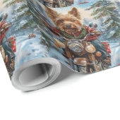 Australien Terrier Riding Motorrad Weihnachten Geschenkpapier (Rolleneckpunkt)