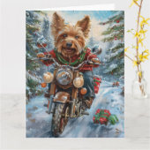 Australien Terrier Riding Motorrad Weihnachten Karte (Gelbe Blume)
