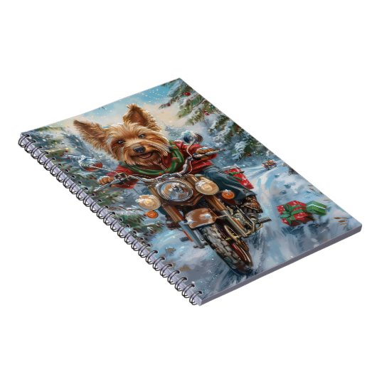 Australien Terrier Riding Motorrad Weihnachten Notizblock (Rechte Seite)