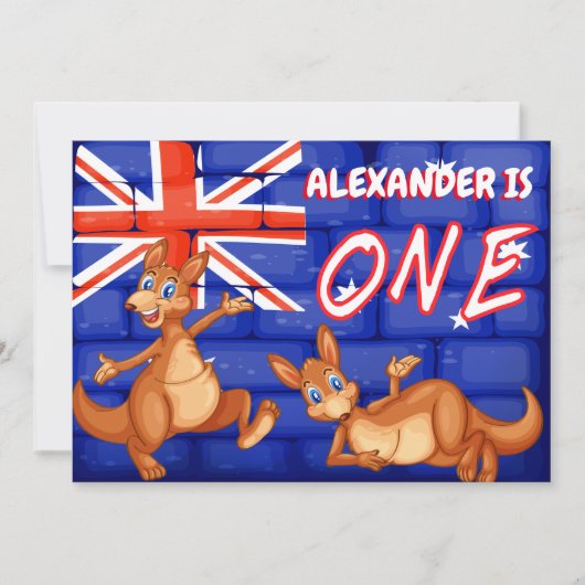 Australien Themed First Birthday Einladung (Vorderseite)