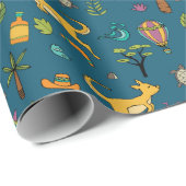 Australien Themed Muster Aquamarin Blue Geschenkpapier (Rolleneckpunkt)