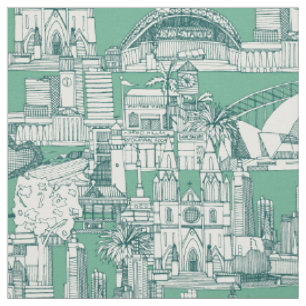 Australien Toile de Jouy dunkles Teal-Pfefferminz Stoff