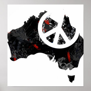 Australien Trendy Peace Sign mit australischer Kar Poster
