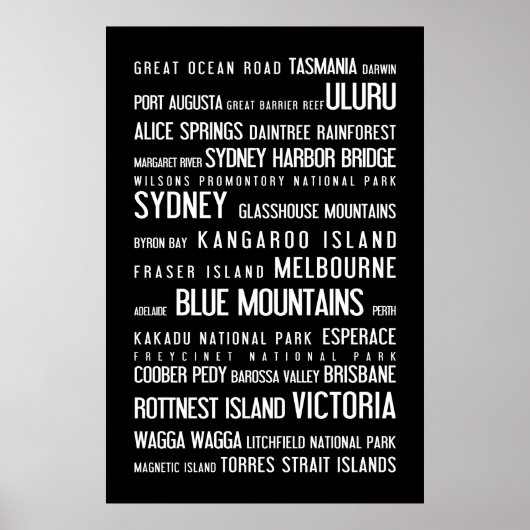 Australien - typografisches Poster (Vorne)