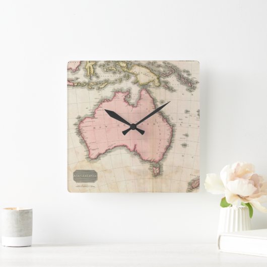 Australien u. der Südwestpazifik Quadratische Wanduhr (Zuhause)