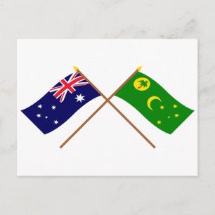 Australien und die Cocos-Inseln überquerte Flaggen Postkarte