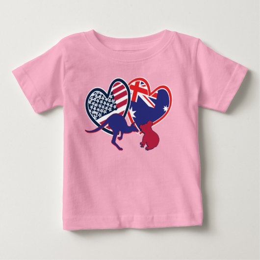 Australien und die Vereinigten Staaten - Flag Hear Baby T-shirt (Vorderseite)