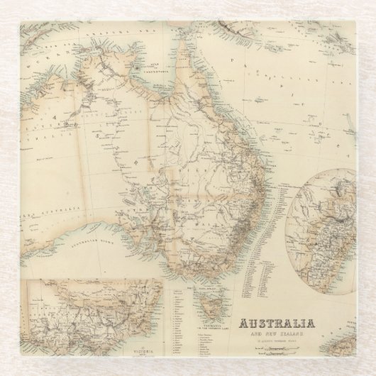 Australien und Neuseeland Glasuntersetzer (Vorderseite)