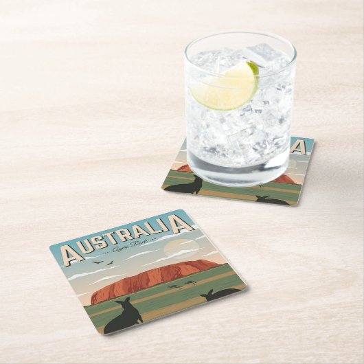 Australien Untersetzer, Text hinzufügen, Square Pa Rechteckiger Pappuntersetzer (Vor Ort)