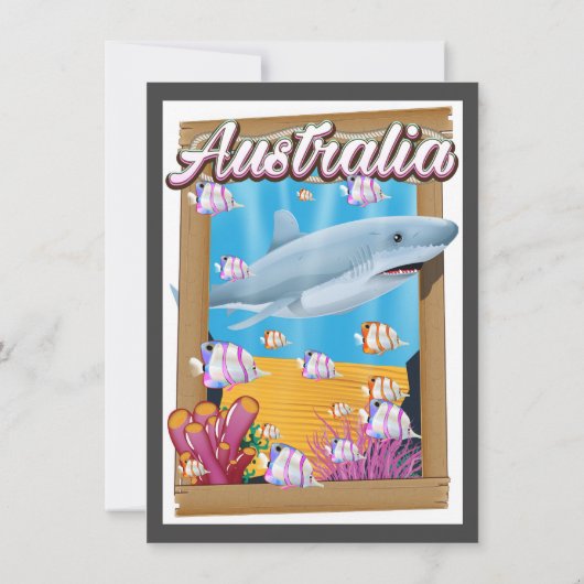 Australien Unterwasser-Hai-Reiseplakat Einladung (Rückseite)
