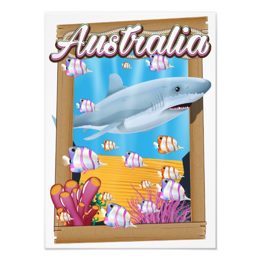 Australien Unterwasser-Hai-Reiseplakat Fotodruck (Vorne)