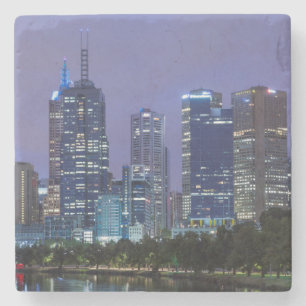 Australien, Victoria, Melbourne, Skyline entlang Steinuntersetzer
