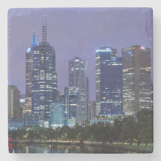 Australien, Victoria, Melbourne, Skyline entlang Steinuntersetzer (Vorderseite)