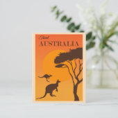 Australien Vintag Kangaroo Reiseposter Postkarte (Stehend Vorderseite)