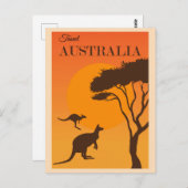 Australien Vintag Kangaroo Reiseposter Postkarte (Vorne/Hinten)