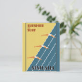 Australien Vintag Retro Beach Travel Poster Postkarte (Stehend Vorderseite)