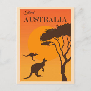 Australien Vintage-Känguru-Reiseposter Postkarte