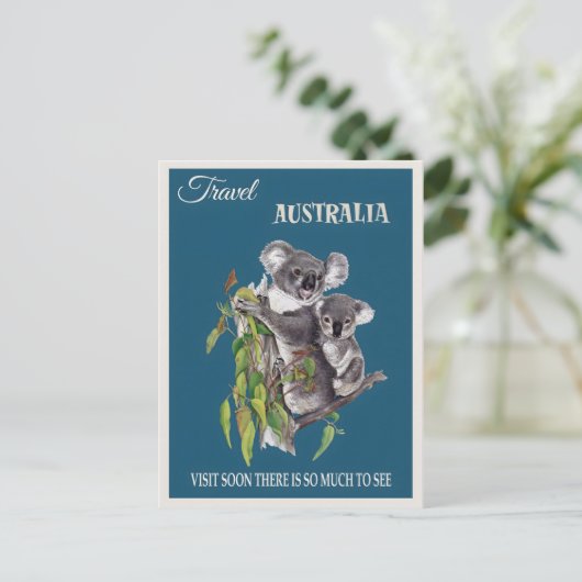 Australien Vintage Poster Postkarte (Stehend Vorderseite)