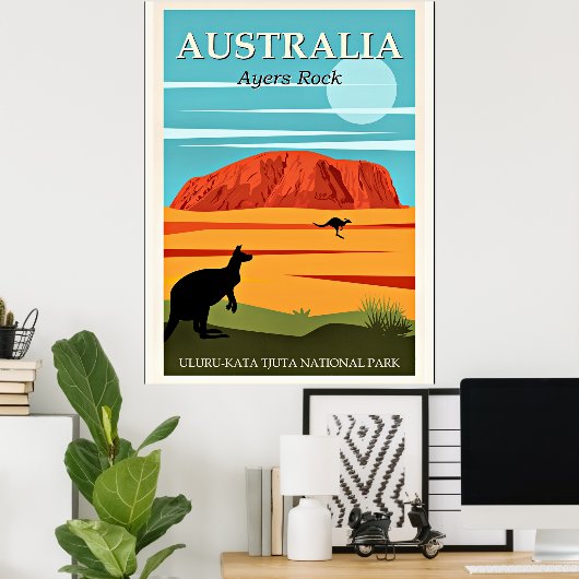 Australien Vintage Reiseplakat, Ayers Rock Poster (Heimbüro)