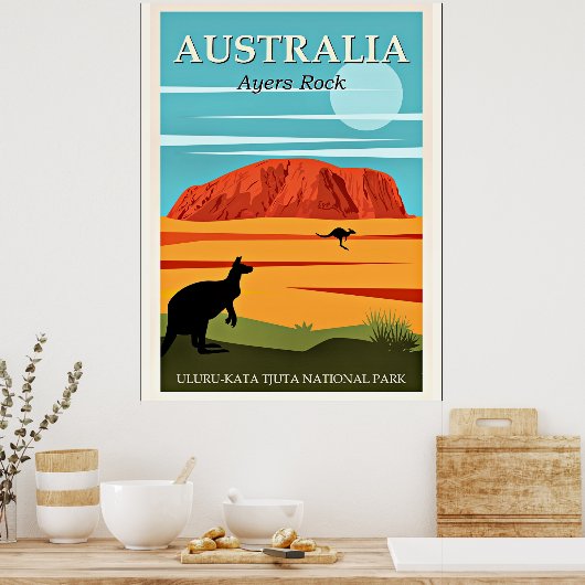 Australien Vintage Reiseplakat, Ayers Rock Poster (Küche)
