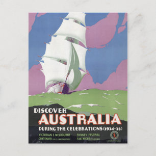 Australien Vintage-Reiseplakat Restauriert Postkarte