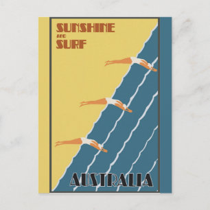 Australien Vintage Retro Strand Reiseplakat Postkarte