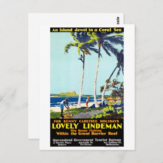 Australien Vintage Travel Poster wiederhergestellt Postkarte (Vorne/Hinten)