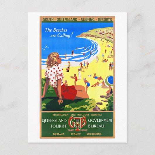 Australien Vintage Travel Poster wiederhergestellt Postkarte (Vorderseite)