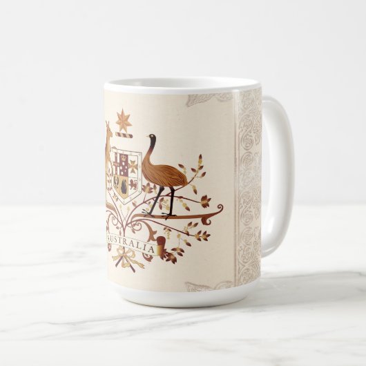 Australien Wappen Braun Tönung Kaffeetasse (VorderseiteRechts)