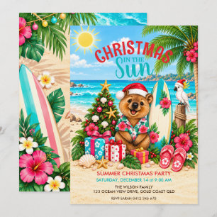 Australien-Weihnachten im Sommer Quokka-Strandpa Einladung
