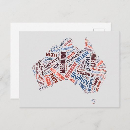 Australien Word Art Postkarte (Vorne/Hinten)