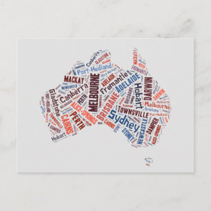 Australien Word Art Postkarte