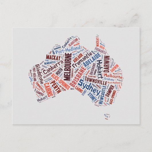 Australien Word Art Postkarte (Vorderseite)