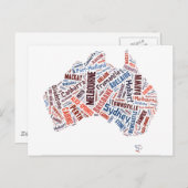 Australien Word Art Postkarte (Vorne/Hinten)