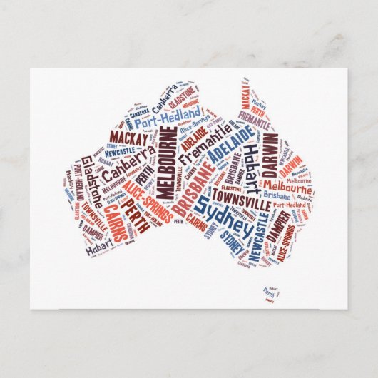Australien Word Art Postkarte (Vorderseite)