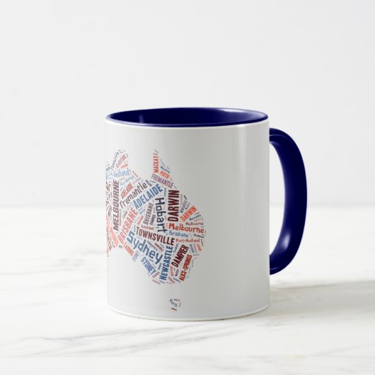 Australien Word Art Tasse (VorderseiteRechts)
