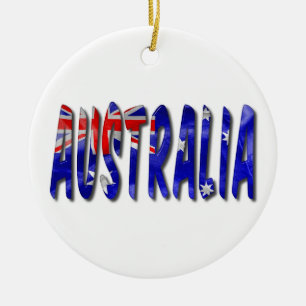 Australien Word mit Flaggentextur Keramik Ornament