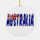 Australien Word mit Flaggentextur Keramik Ornament (Hinten)