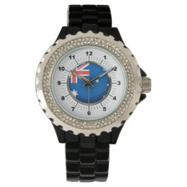 Australienflagge Kristall Enamel Watch Armbanduhr