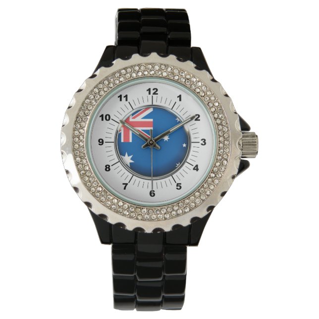 Australienflagge Kristall Enamel Watch Armbanduhr (Vorderseite)