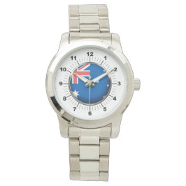 Australienflagge Oversized Silver Watch Armbanduhr