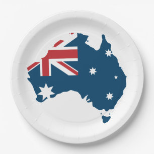 Australienflagge und -karte pappteller